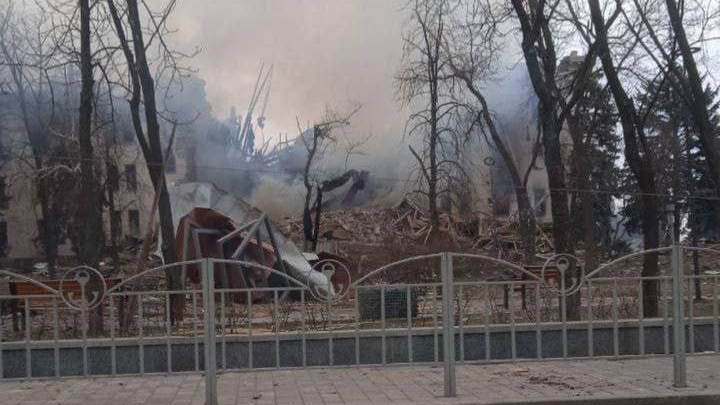 The destroyed theater in Mariupol